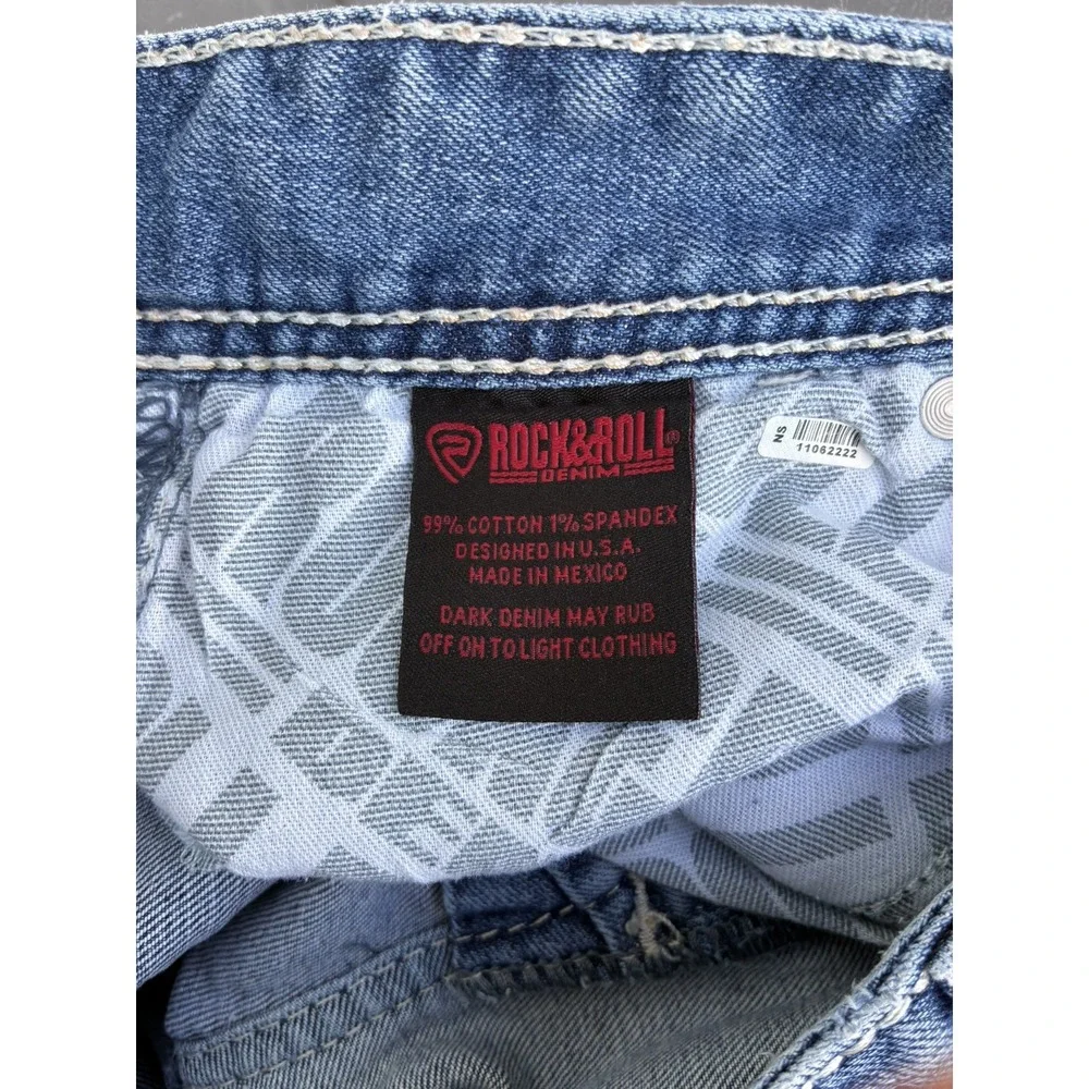 Rock & Roll Denim Jeans Mens 32 x 34 Blue Double Barrel Straight Leg Western